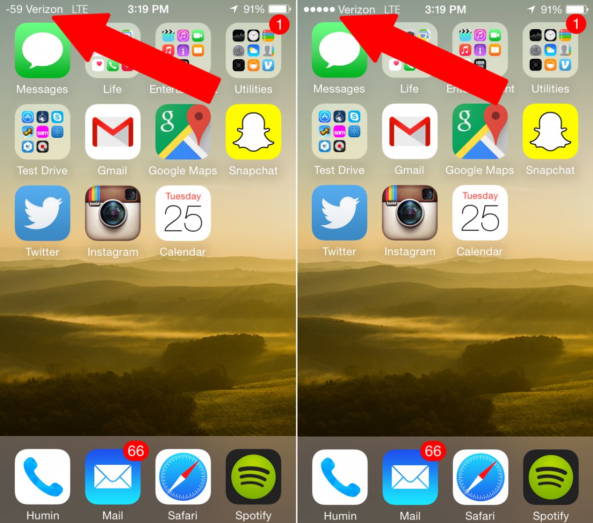 Cụ thể thì con số gần 0 nhất chứng tỏ sóng càng mạnh :Nếu con số giao động từ -40 và -80, thì sóng điện thoại của bạn đang rất tốt, còn nếu từ -110 hoặc thấp hơn thì sóng hiện đang rất kém. Và để mang lại các dấu chấm như trước thì bạn trở lại chế độ Field Test và nhấn nút Home để thoát chế độ này.