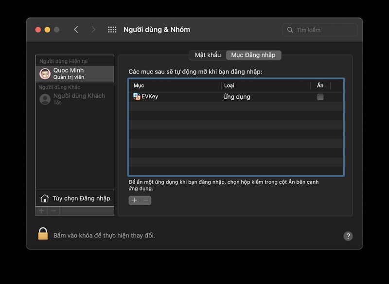 Quản lý ứng dụng khởi động cùng mac