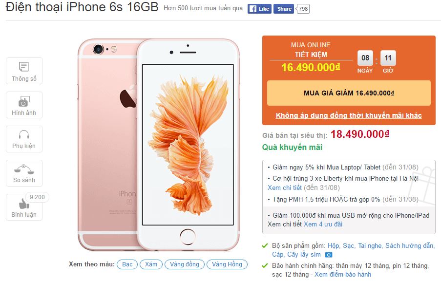 iPhone 6s giảm giá online