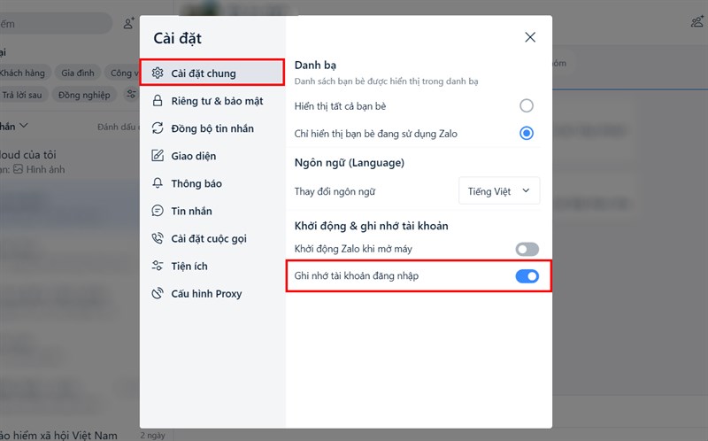 Chức năng Zalo trên máy tính