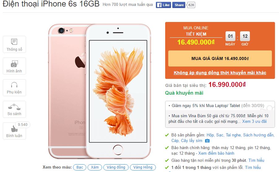 iPhone 6s 16GB chính thức giảm giá mạnh để chào đón iPhone 7