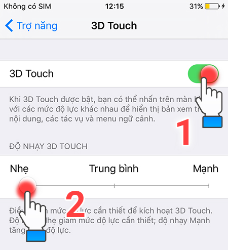 Bước 5: Bật 3D Touch