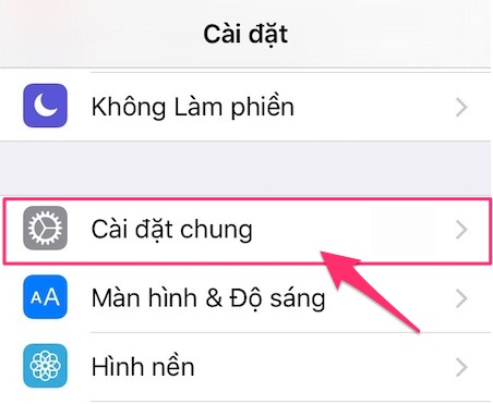 Bước 2: Vào Cài đặt chung