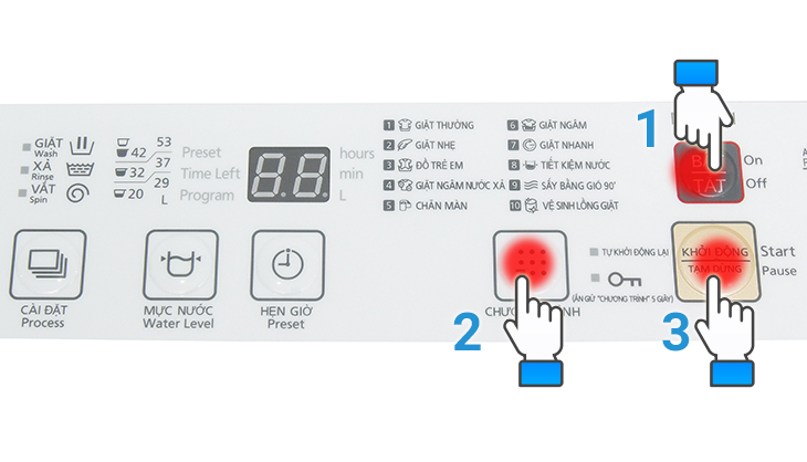 Giặt với một chương trình có sẵn