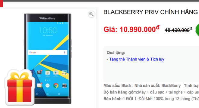 BlackBerry Priv chính hãng giảm giá 6 triệu đồng BlackBerry Priv chính hãng giảm giá 6 triệu đồng