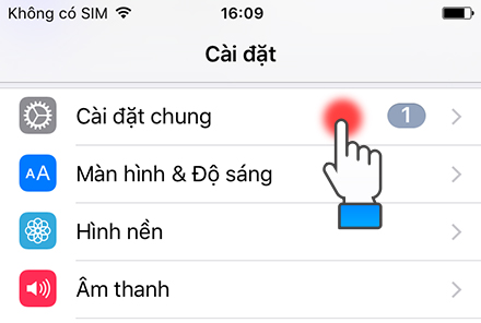 Vào Cài đặt chung.