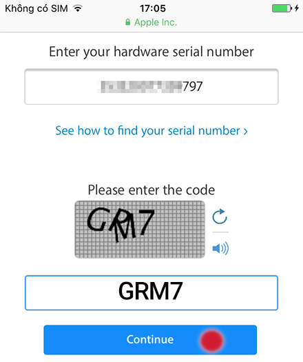  Enter your hardware seial number