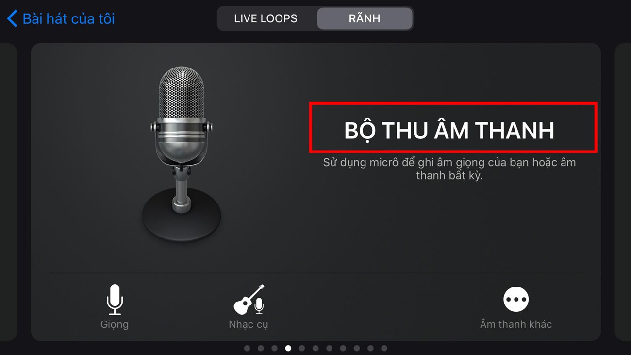 ấn vào Bộ thu âm thanh