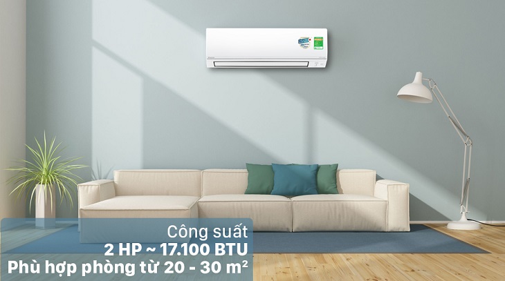 Máy lạnh 2 chiều Daikin Inverter 2 HP FTHF50VVMV phù hợp với không gian từ 20 - 30 mét vuông