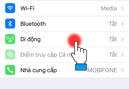 Bước 2: Vào Di động.