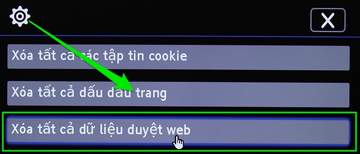 Chọn Xoá tất cả dữ liệu duyệt web