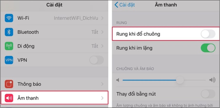 Turn off vibrate when ringing