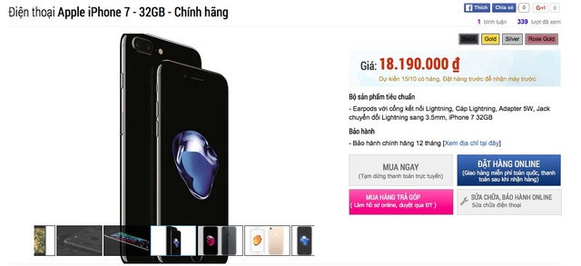 Giá bán chính hãng iPhone 7, 7 Plus tại Việt Nam tiếp tục xuất hiện Giá bán chính hãng iPhone 7, 7 Plus tại Việt Nam tiếp tục xuất hiện
