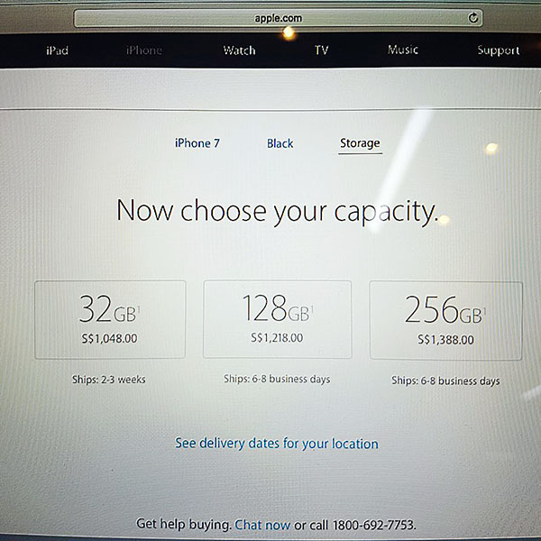 Bảng giá bán iPhone 7 online tại Sing