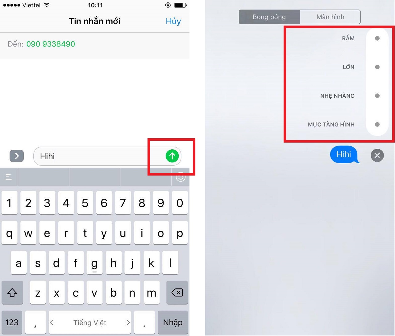 Hướng dẫn gửi tin nhắn bong bóng trên iOS 10
