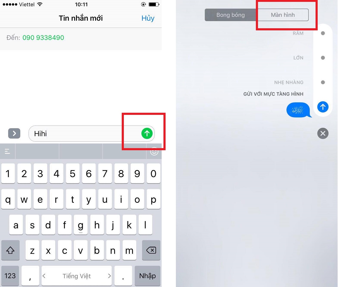 Hướng Dẫn Gửi Tin Nhắn Bong Bóng Trên Ios 10