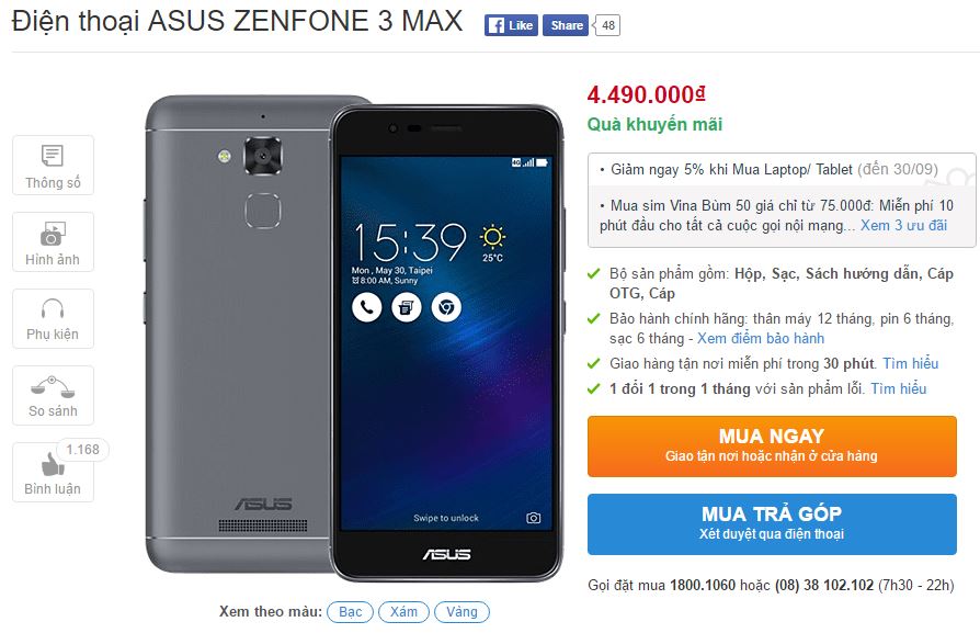 Asus ZenFone 3 Max khung vỏ kim loại, giá tốt chính thức lên kệ TGDĐ Asus ZenFone 3 Max khung vỏ kim loại, giá tốt chính thức lên kệ TGDĐ