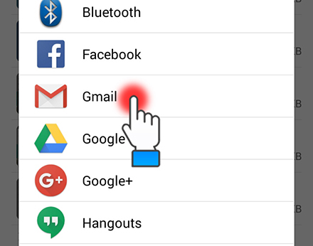 Chọn Gmail để chia sẻ qua Gmail