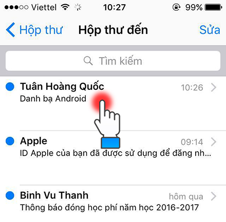 Chọn thư vừa gửi tới