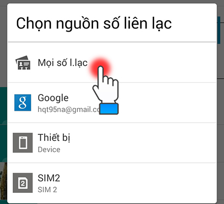 Chọn Mọi số liên lạc