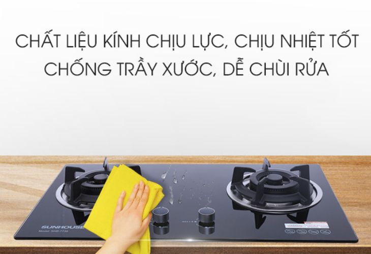 Mặt bếp ga âm được làm từ kính cường lực dễ dàng lau dọn