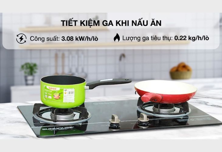 Bếp ga âm được tích hợp nhiều tiện ích giúp tiết kiệm nhiên liệu