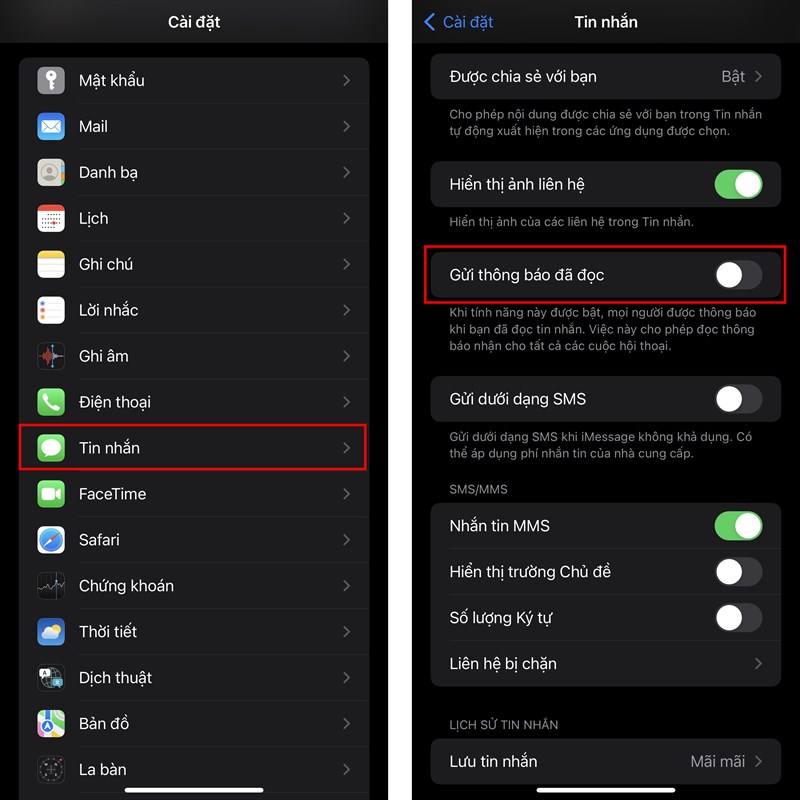 Cách tắt thông báo đã đọc trên iMessage