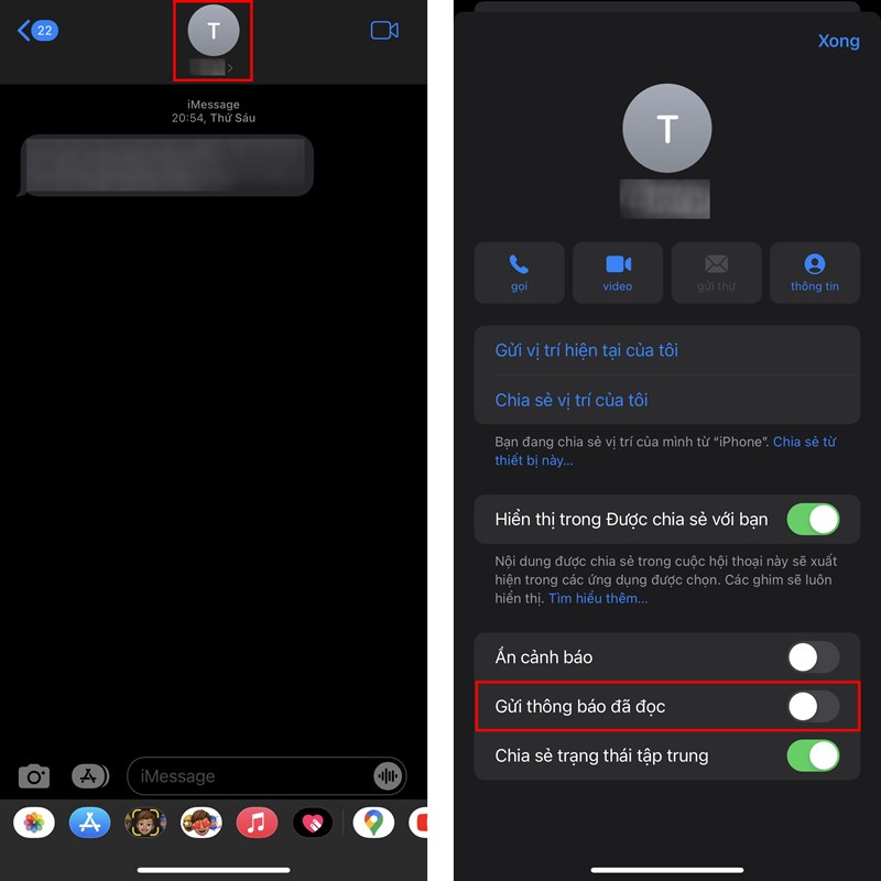 Cách tắt thông báo đã đọc trên iMessage
