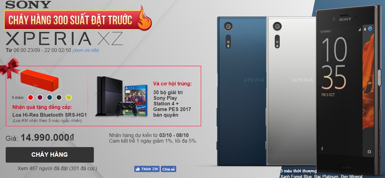 Siêu phẩm giá tốt Xperia XZ cháy hàng đặt trước