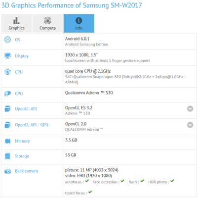 Smartphone vỏ sò cao cấp của Samsung xuất hiện trên GFXBench