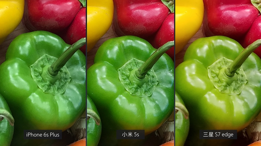 Hình ảnh sau khi crop của 3 smartphone lần lượt là iPhone 6s Plus, Mi 5s và Galaxy S7 Edge