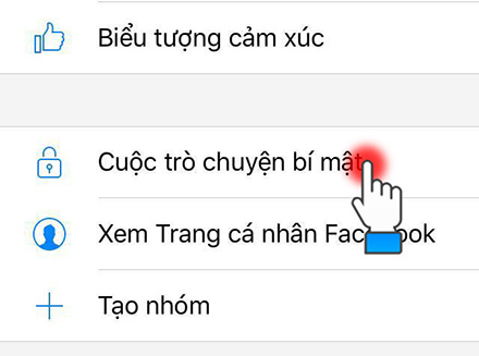 Chọn vào Cuộc trò chuyện bí mật