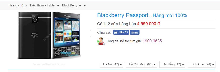 BlackBerry Passport giá siêu rẻ chỉ 5 triệu tràn về Việt Nam