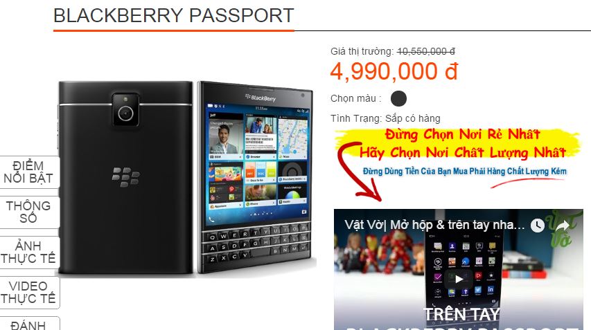 BlackBerry Passport giá siêu rẻ chỉ 5 triệu tràn về Việt Nam