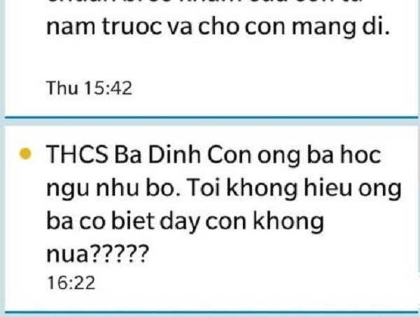 Tin nhắn đến phụ huynh học sinh