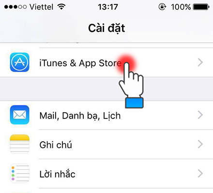 Chọn iTunes & Appstore