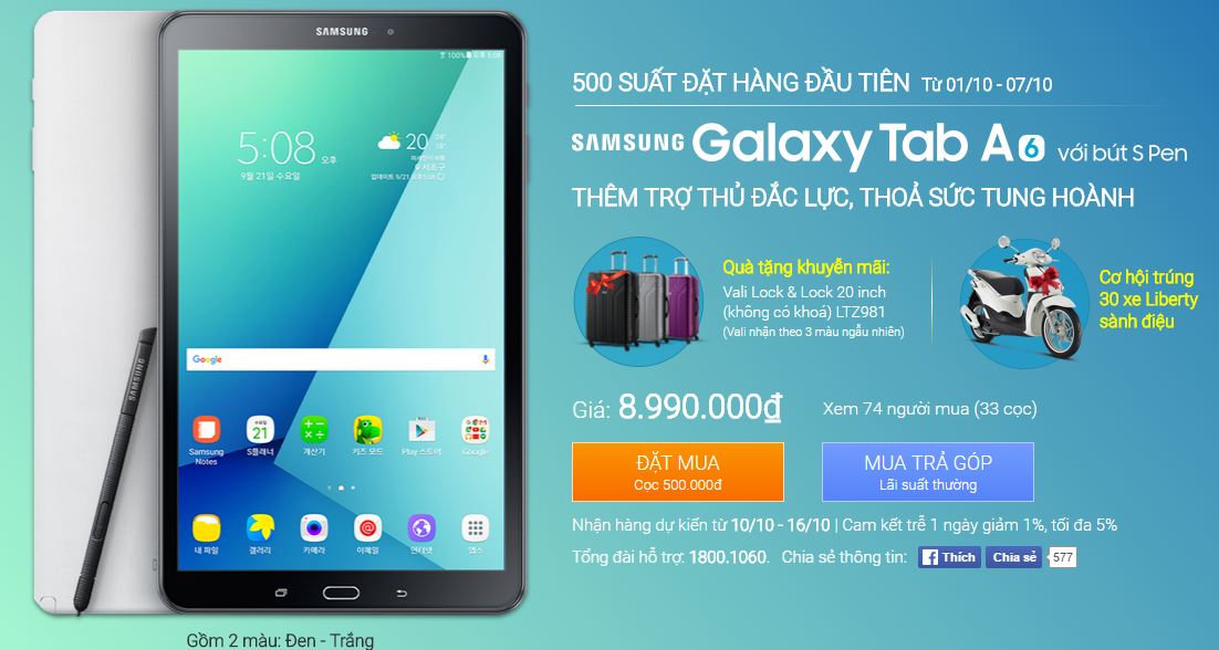 Galaxy Tab A6 10 - Spen cho phép đặt trước với nhiều quà tặng hấp dẫn Galaxy Tab A6 10 - Spen cho phép đặt trước với nhiều quà tặng hấp dẫn