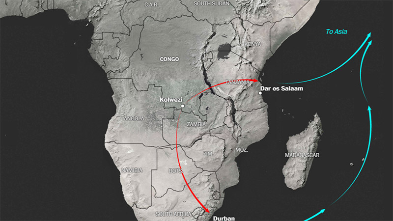 Nguyên liệu từ Congo được mang sang những nước tiên tiến để làm pin.