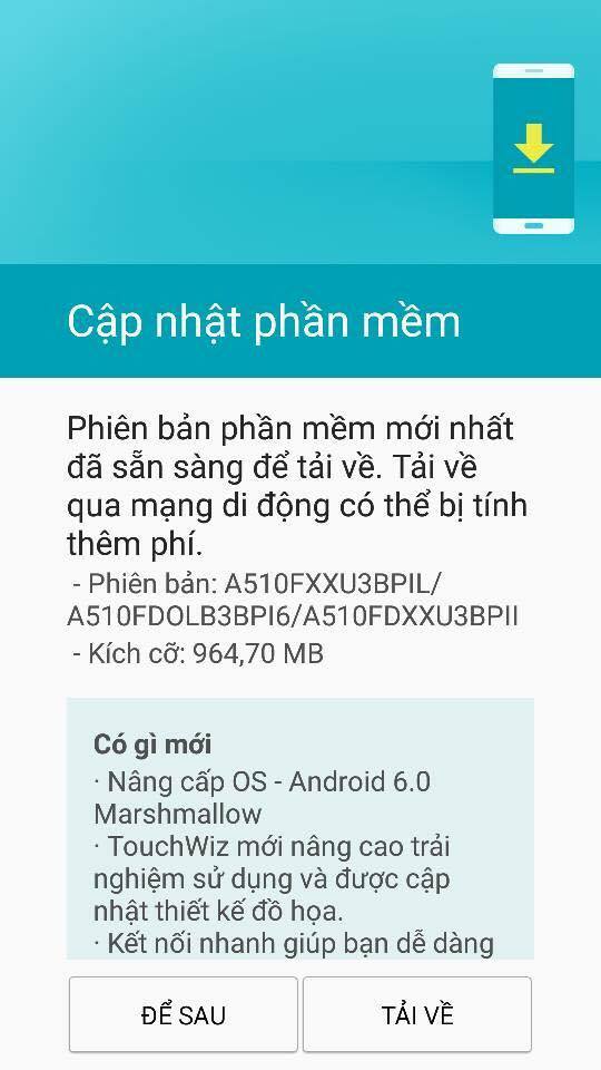 Galaxy A5 2016 chính thức lên đời Android 6.0 Galaxy A5 2016 chính thức lên đời Android 6.0