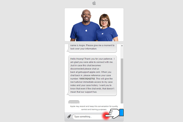 Bạn sẽ phải chờ ít phút để có nhân viên Apple hỗ trợ bạn
