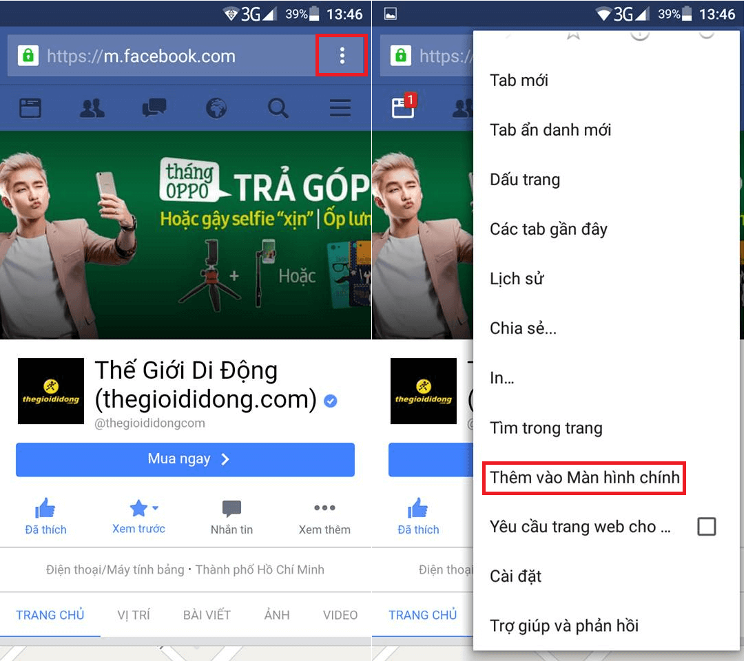 Chrome Shortcut Facebook