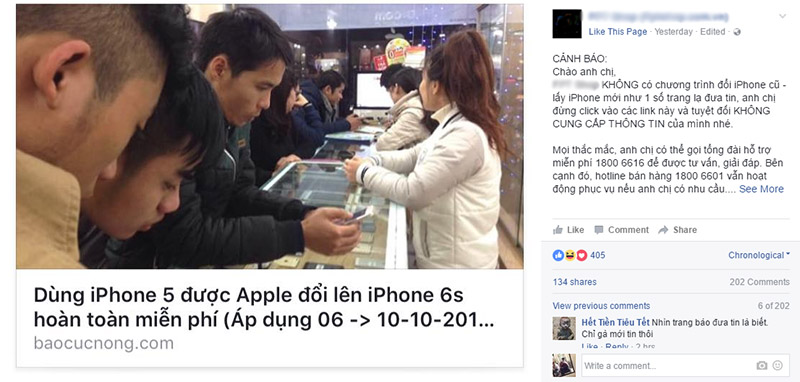 Cảnh báo: Lừa đảo đổi iPhone cũ lấy iPhone mới miễn phí