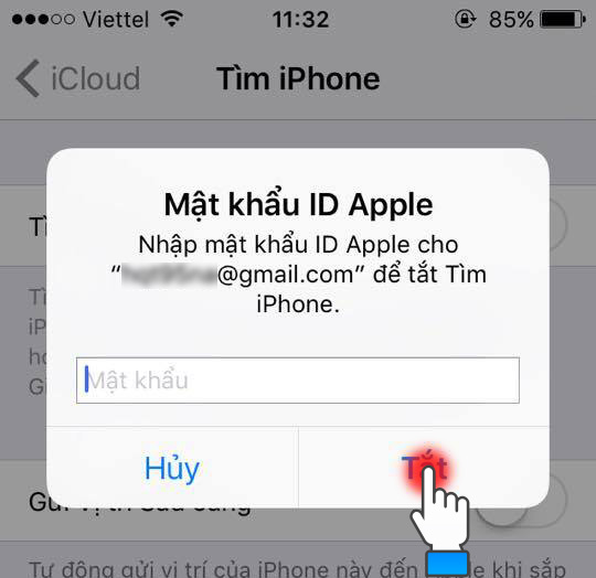 Nhập mật khẩu iCloud