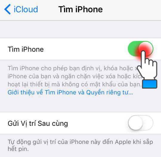 Tắt Tìm iPhone