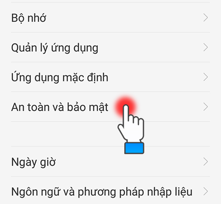 Chọn Màn hình khóa và Bảo mật