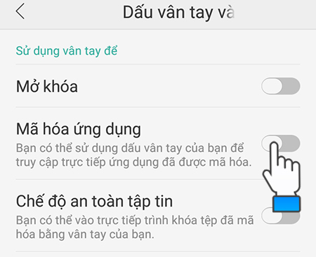 Bật mã hoá ứng dụng