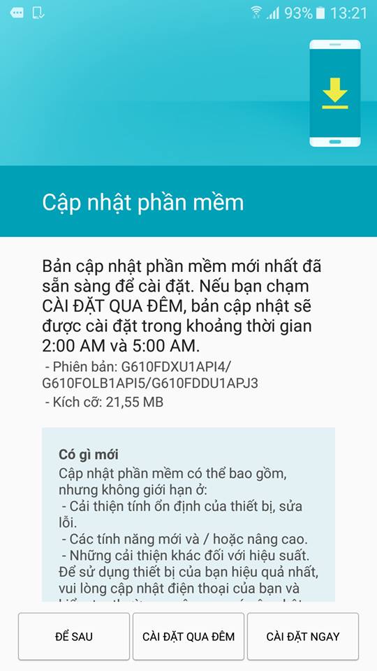 Galaxy J7 Prime nhận bản cập nhật mới