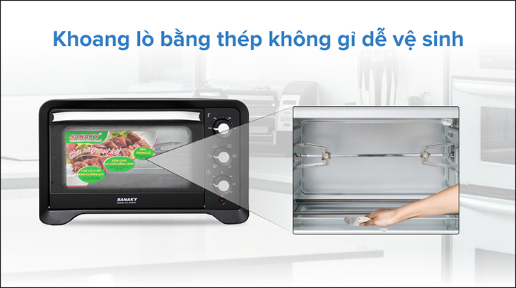 Lò nướng Sanaky trang bị chất liệu bằng thép không gỉ