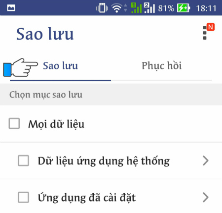 Chọn tab sau lưu