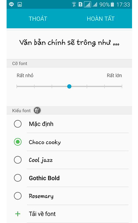 Cách thay đổi font chữ trên điện thoại Samsung